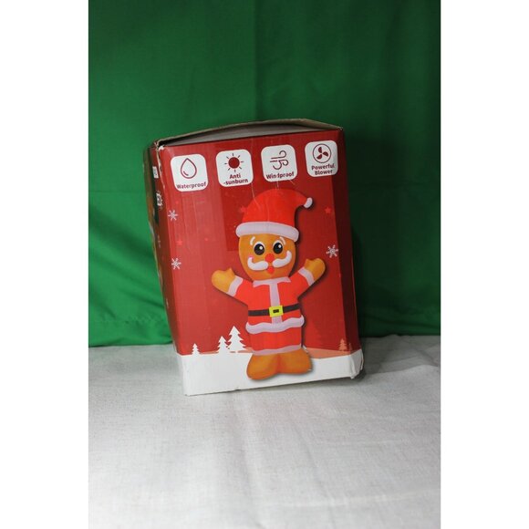 Gemmy 4 Ft Inflatable Gingerbread Santa Claus With LED Lights For Indoor/Outdoor - Picture 3 of 3